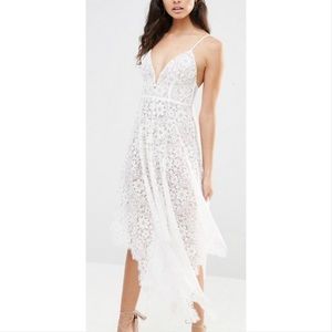 For Love & Lemons Rosemary white sheer lace dress